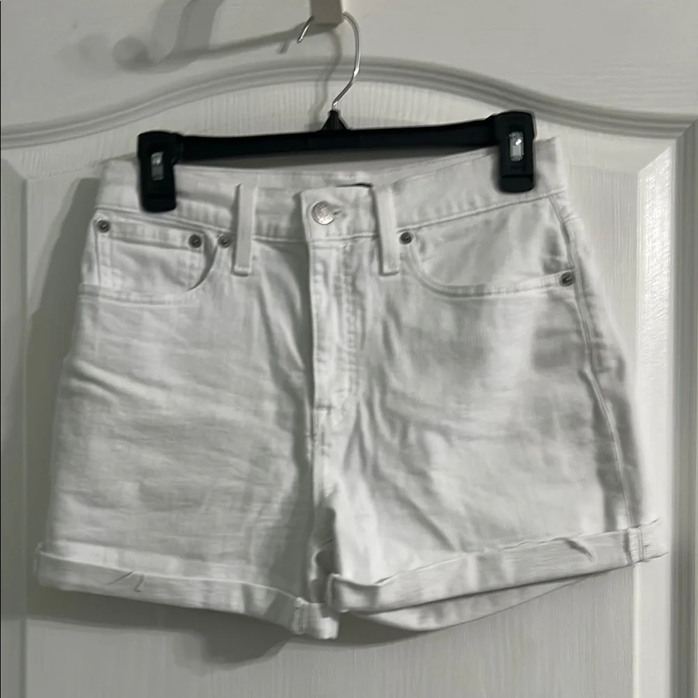 J. Crew White Jean Shorts High-Waisted Distressed